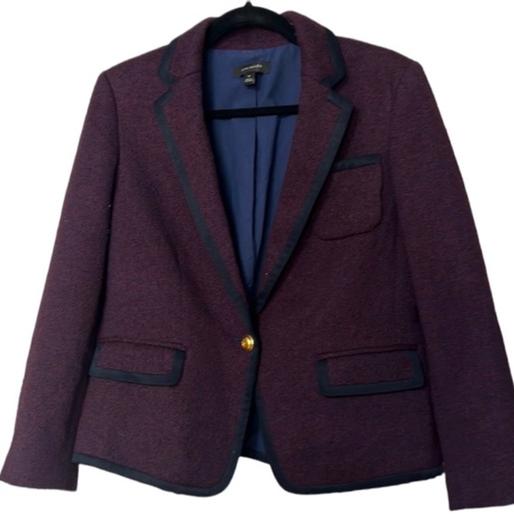 Ann Taylor Burgundy Blazer with Navy Blue Trim - Picture 1 of 6